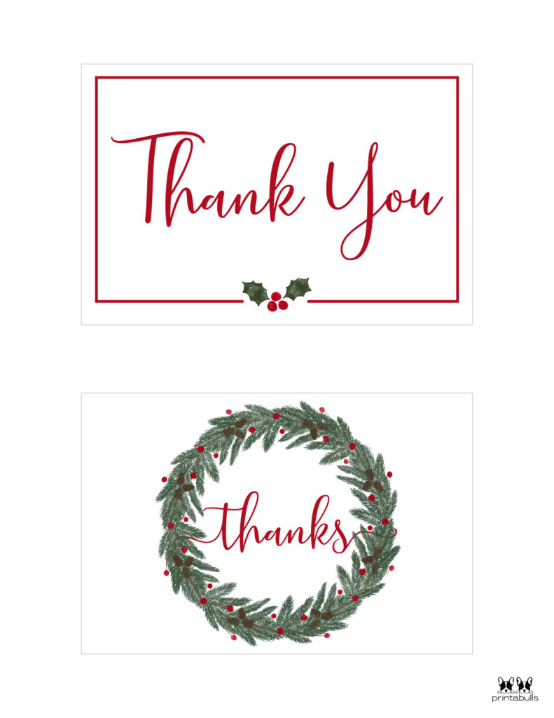 christmas thank you cards - 25 free printable cards | printabulls